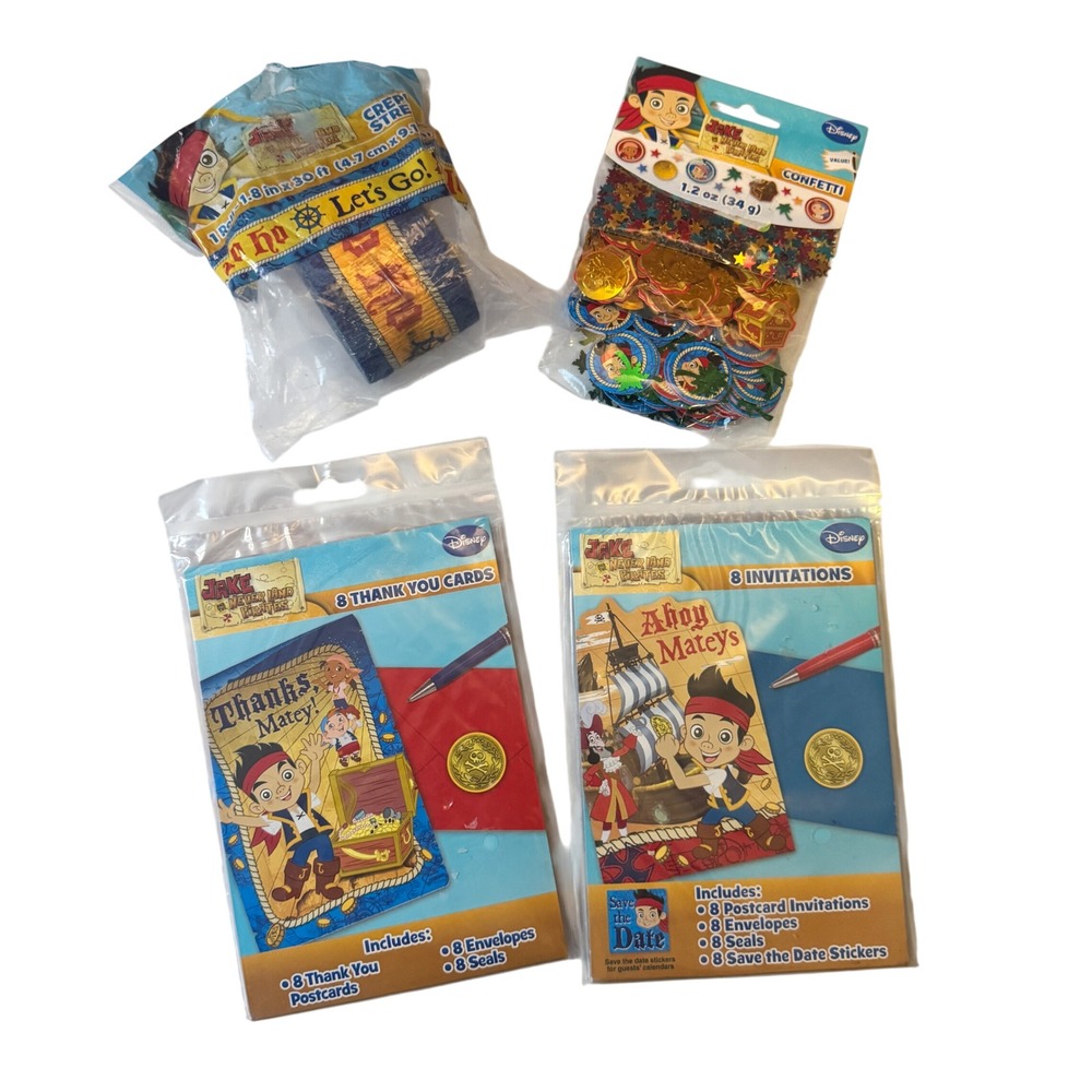 Disney Jake and the Never Land Pirates Party Supply Set Invitations Streamer New